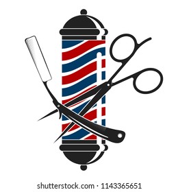 Barbershop and hair salon silhouette with a tool