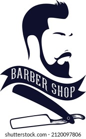 Barbershop hair style filled icon design