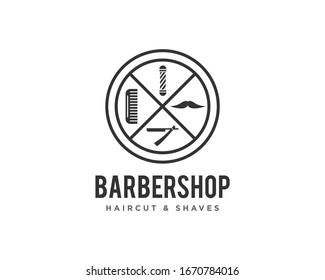 Vector de diseño de iconos de los logotipos de las barberías o de los cortes de pelo