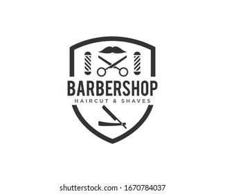 Barbershop or Haircut Logo Icon Design Vector