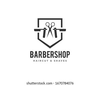 Vector de diseño de iconos de los logotipos de las barberías o de los cortes de pelo