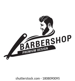 Barbershop haircut logo icon vector template. Elegant design haircut barbershop logo.