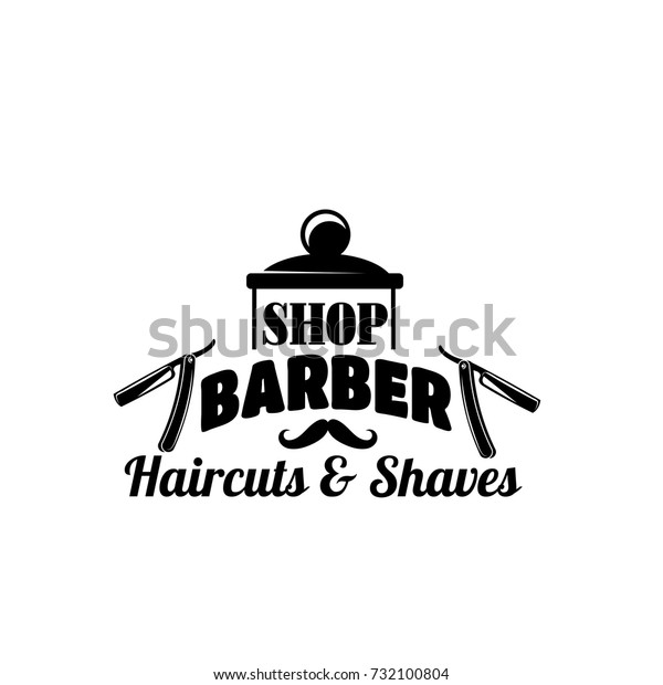 Barbershop Haircut Shaves Salon Icon Template Stock Vector