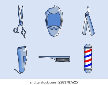 Barbershop Haircut and Shaving Store Tools and Elements Collections