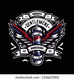 Barbershop haircuts gentlemen logo template