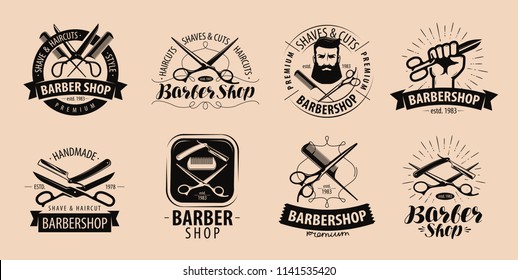 Barbershop, hairdressing salon logo or label. Vector illustration