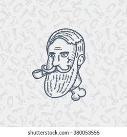 Barbershop Hand Drawn. Logo, emblems, stickers 