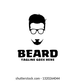 Barbershop Hipster beard Mustache Glasses Hairstyle logo vector & emblem