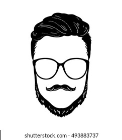 Barbershop Hipster beard Mustache Glasses Hairstyle Vector image