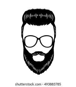 Barbershop Hipster beard Mustache Glasses Hairstyle Vector image