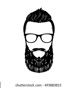 Barbershop Hipster beard Mustache Glasses Hairstyle Vector image