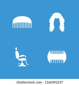 Barbershop icon. collection of 4 barbershop filled icons such as comb, barber chair. editable barbershop icons for web and mobile.