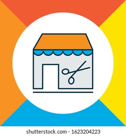 Barbershop icon colored line symbol. Premium quality isolated store element in trendy style.