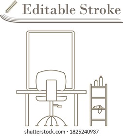 Barbershop Icon. Editable Stroke Simple Design. Vector Illustration.