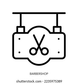 barbershop icon. Line Art Style Design Isolated On White Background