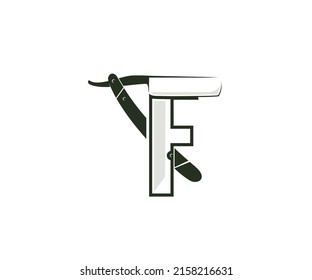barbershop icon logo design initial f