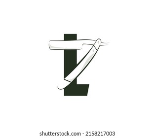 barbershop icon logo design initial l