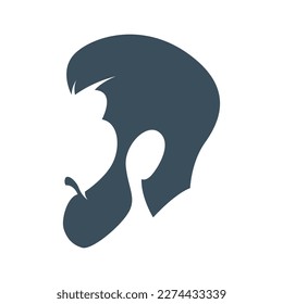 Barbershop icon logo, hair salon with hipster head. sideways style.