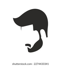 Barbershop icon logo, hair salon with hipster head. sideways style.