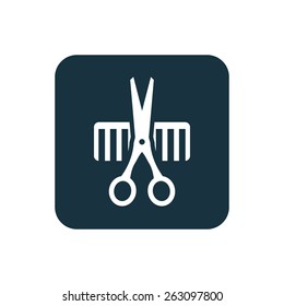 barbershop icon Rounded squares button, on white background 