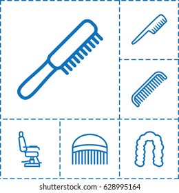 Barbershop icon. set of 6 barbershop outline icons such as comb, barber chair