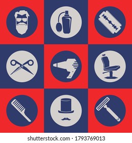 Barbershop icon set isolated. Vector illustration.