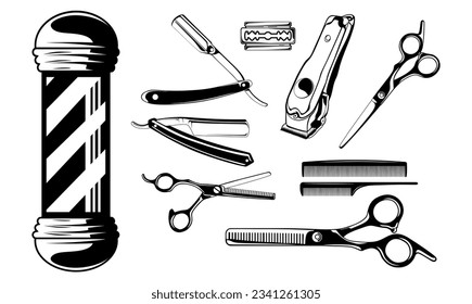 Barbershop icon set Vector design. barbershop illustration simple icon.
