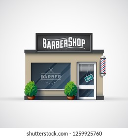 Barbershop icon. Shop facade icon