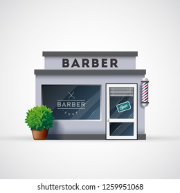 Barbershop icon. Shop facade icon