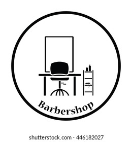 Barbershop icon. Thin circle design. Vector illustration.
