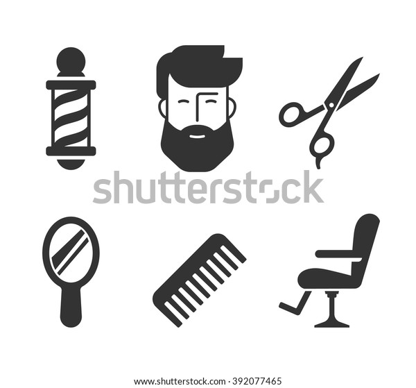 Barbershop Icons Bearded Man Face Barber Stock Vector (Royalty Free ...