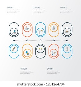 Barbershop icons colored line set with barber pole, mascara, comb and other eyelash elements. Isolated vector illustration barbershop icons.