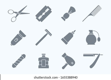 Barbershop Icons set - Vector silhouettes of beauty salon for the site or interface