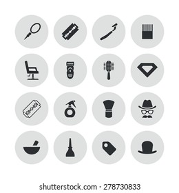 barbershop icons universal set for web and mobile