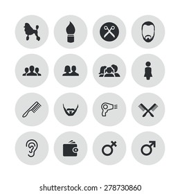 barbershop icons universal set for web and mobile