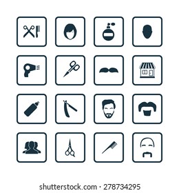 barbershop icons universal set for web and mobile