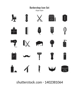 barbershop icons vector barbershop icon set. glyph style icon
