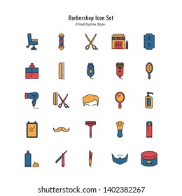 barbershop icons vector barbershop icon set. filled outline style icon