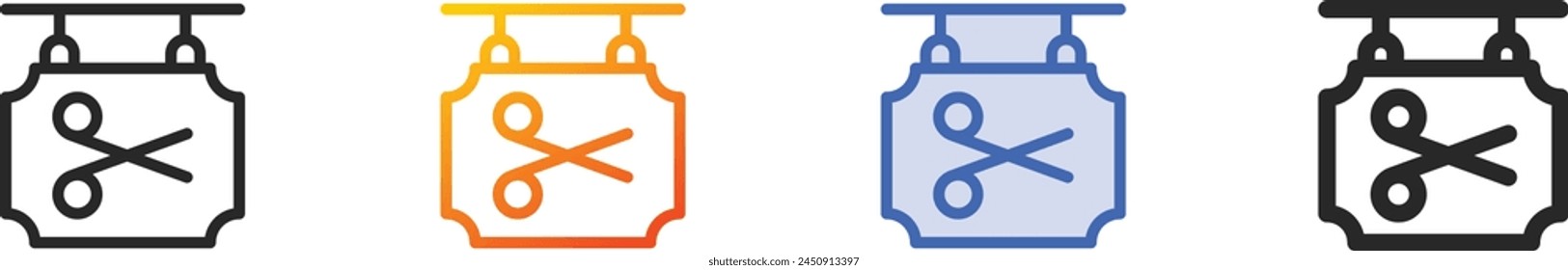 barbershop icon.Thin Linear, Gradient, Blue Stroke and bold Style Design Isolated On White Background