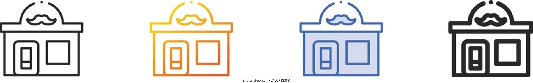 Icono de barbershop.Diseño lineal delgado, degradado, trazo azul y estilo audaz aislado sobre fondo blanco
