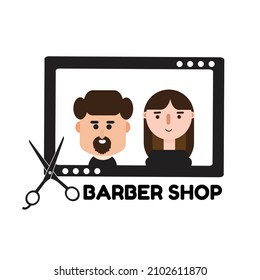 barbershop illustration design, suitable for barber logo icon illustration