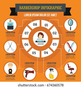 Barbershop infographic banner concept. Flat illustration of barbershop infographic vector poster concept for web