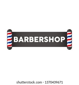 Barbershop inscription. Barber's pole stripes. Vector illustration.