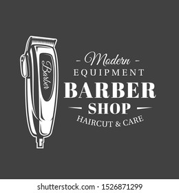 Barbershop label isolated on black background