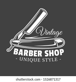 Barbershop label isolated on black background