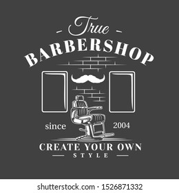 Barbershop label isolated on black background