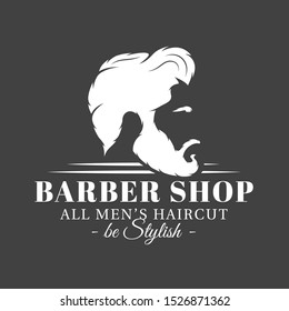 Barbershop label isolated on black background