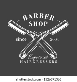 Barbershop label isolated on black background