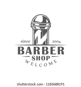 Barbershop label isolated on white background. Design element. Vector illustration