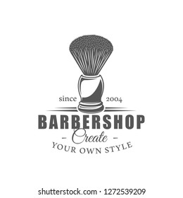 Barbershop label isolated on white background. Design element. Vector illustration